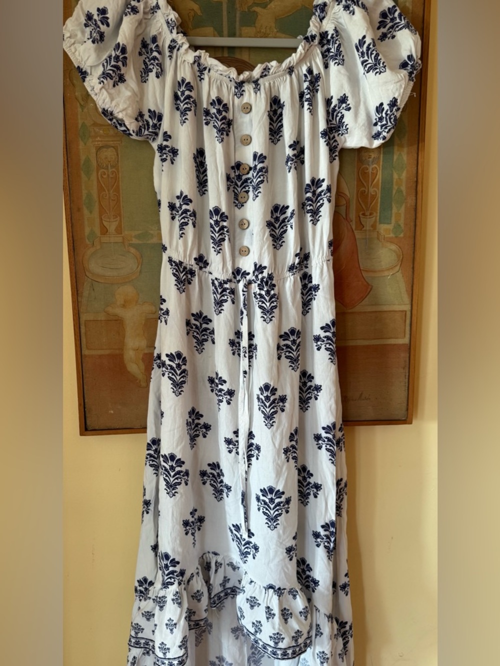 New Look White Maxi Dress with Navy Floral Print
